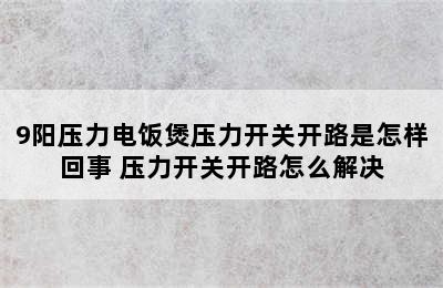 9阳压力电饭煲压力开关开路是怎样回事 压力开关开路怎么解决